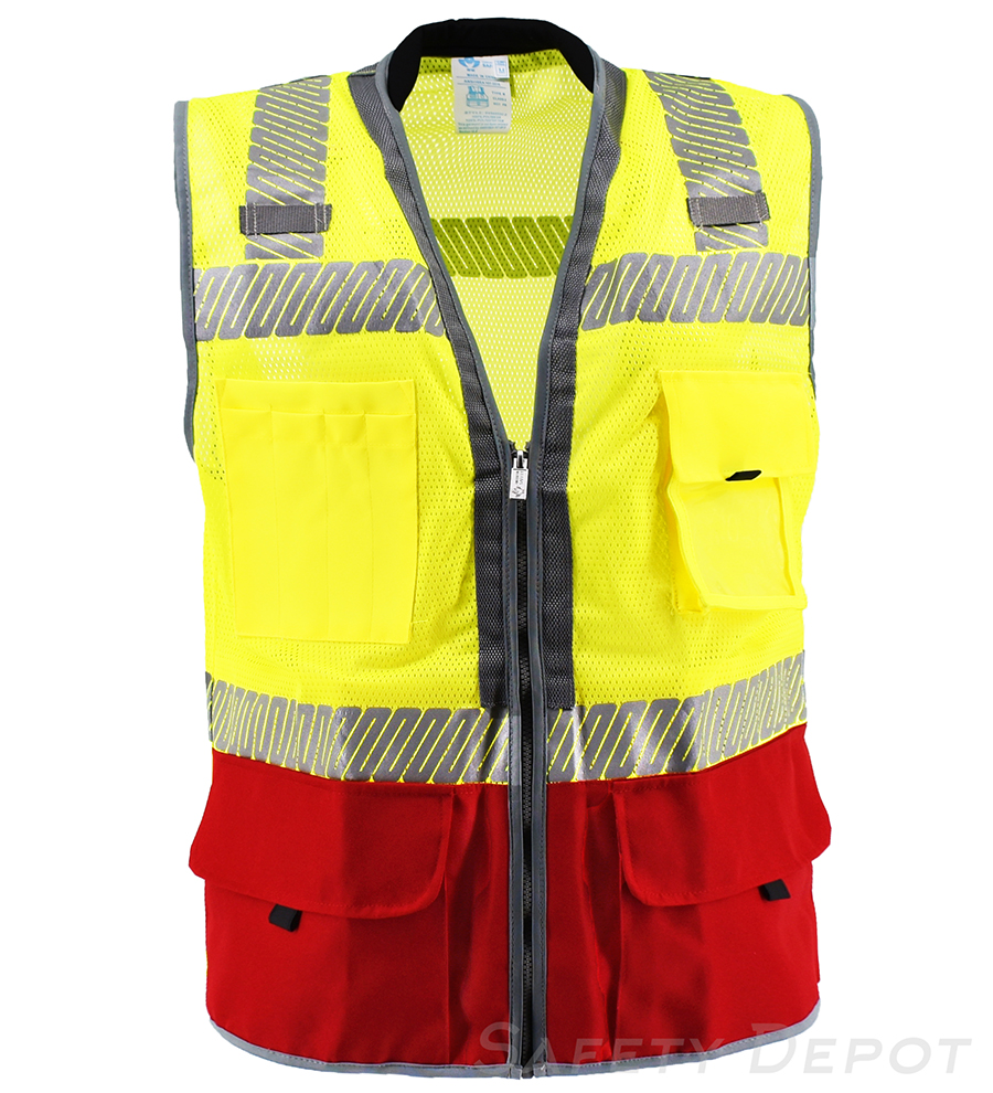 SV544RD Premium Red Bottom Two Toned Class 2 Safety Vest